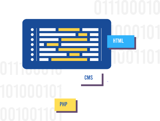 Here's an alt tag for the image: `HTML, PHP, and CMS workflow`